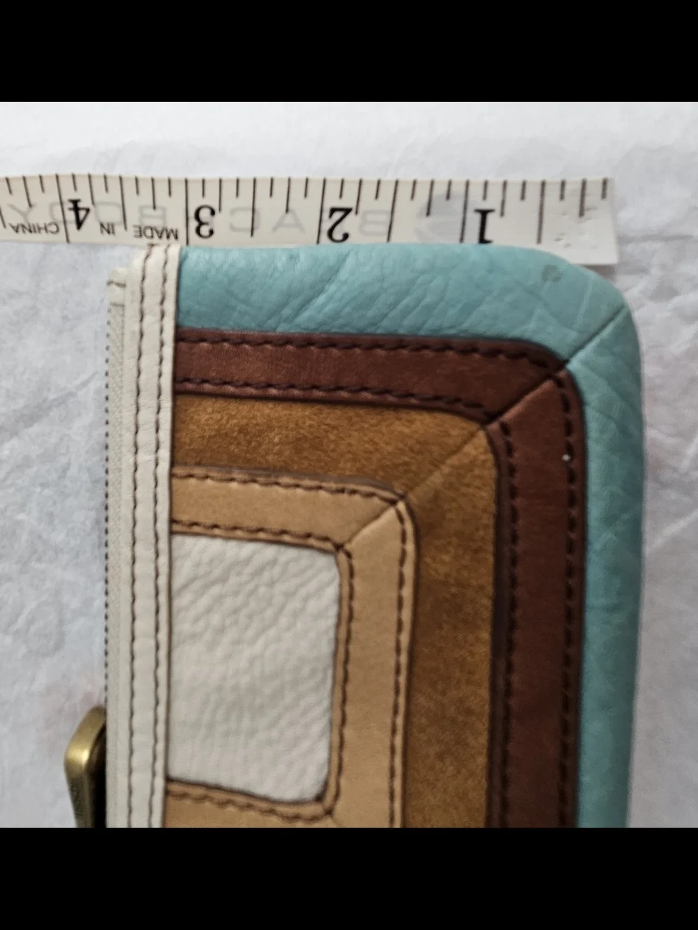Fossil Pebbled Leather Mini Wallet Coin Purse Gold Tone Hardware